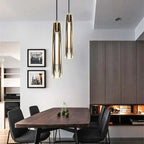 Lampada a sospensione in vetro designer di ottone di giugno fumé