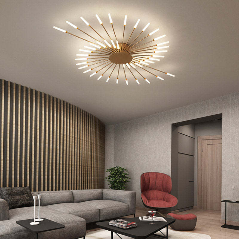 Wesley Flush-Mount Ceiling Light Fuochi d'Artificio, Nero/Oro