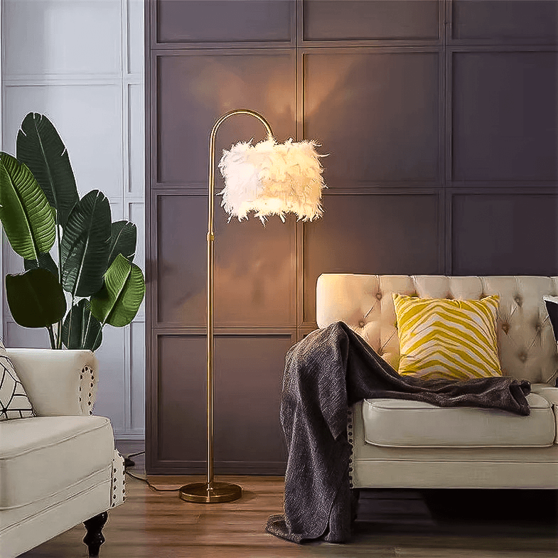 Lampada da Terra con Piume – Elegante Lampada da Terra con Decorative Piume