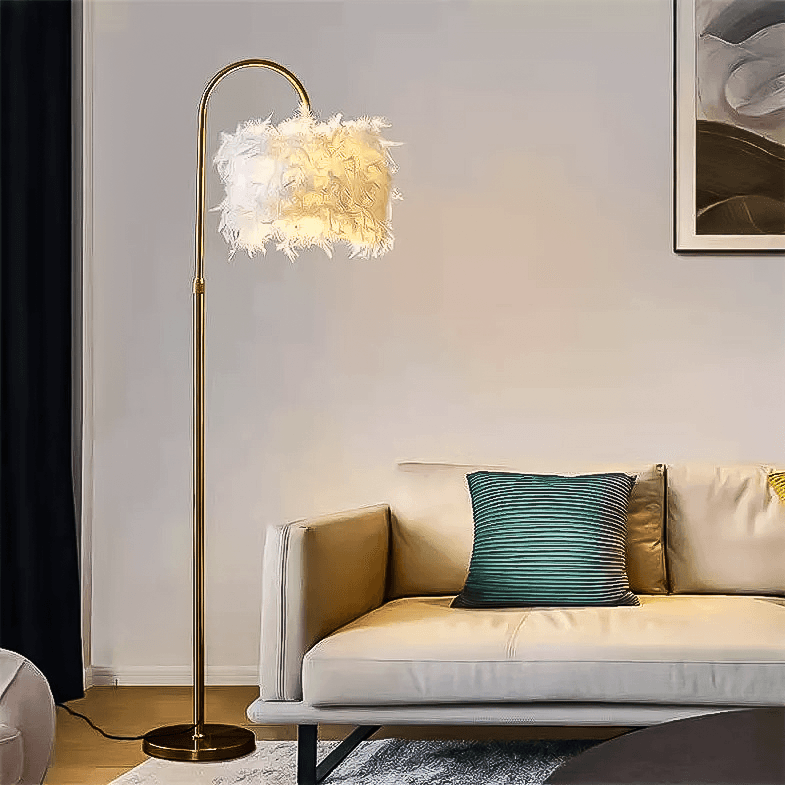 Lampada da Terra con Piume – Elegante Lampada da Terra con Decorative Piume