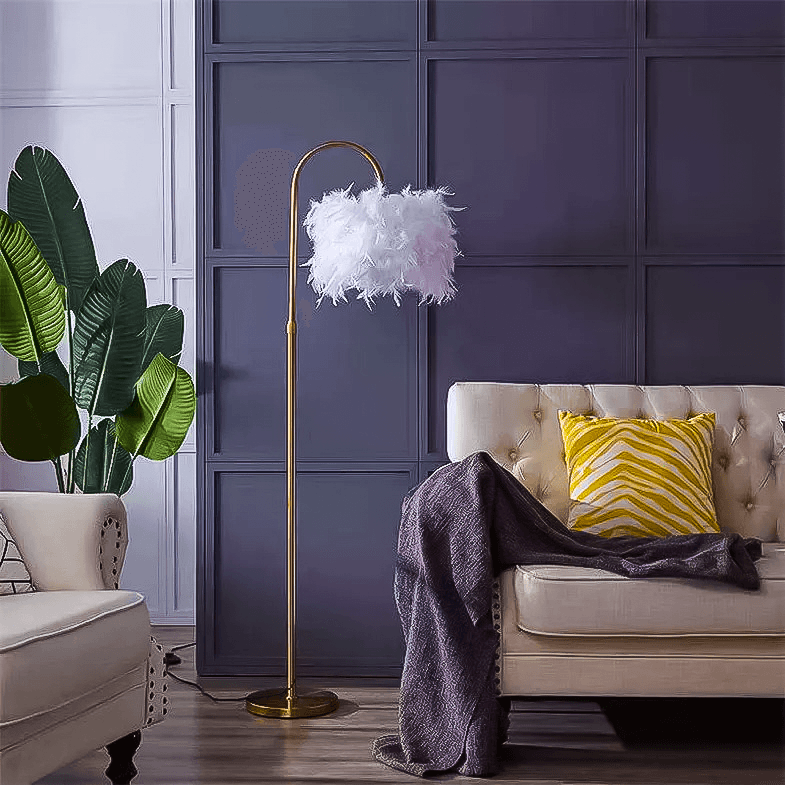 Lampada da Terra con Piume – Elegante Lampada da Terra con Decorative Piume