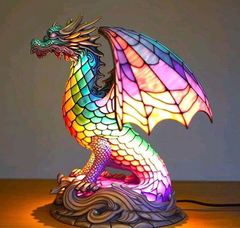 Lampada da tavolo in vetro colorato a forma di animale