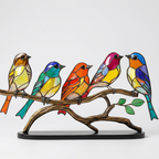 Decorazione da Finestra con Uccelli Colorati Stile Artistico per la Casa