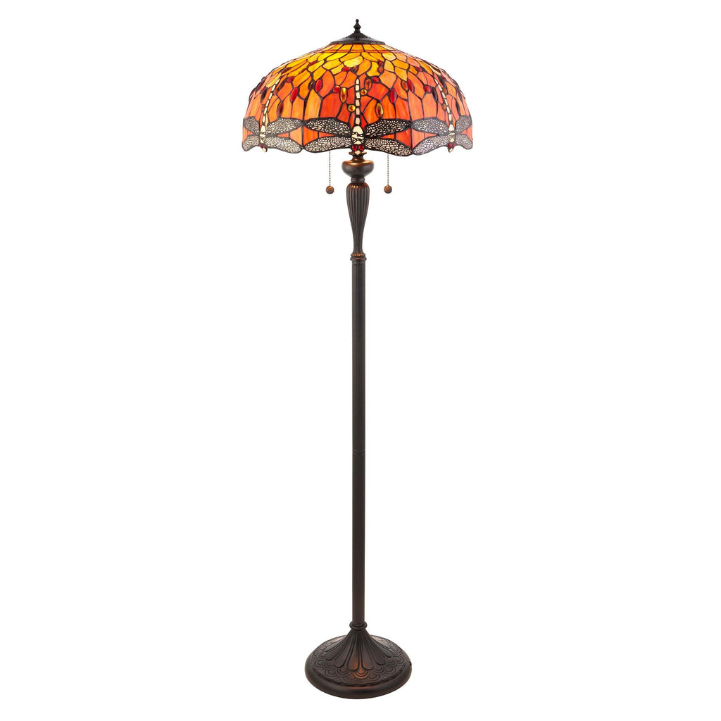 Lampada da terra Tiffany Flame Dragonfly di Interiors 1900