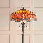 Lampada da terra Tiffany Flame Dragonfly di Interiors 1900