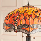 Lampada da terra Tiffany Flame Dragonfly di Interiors 1900
