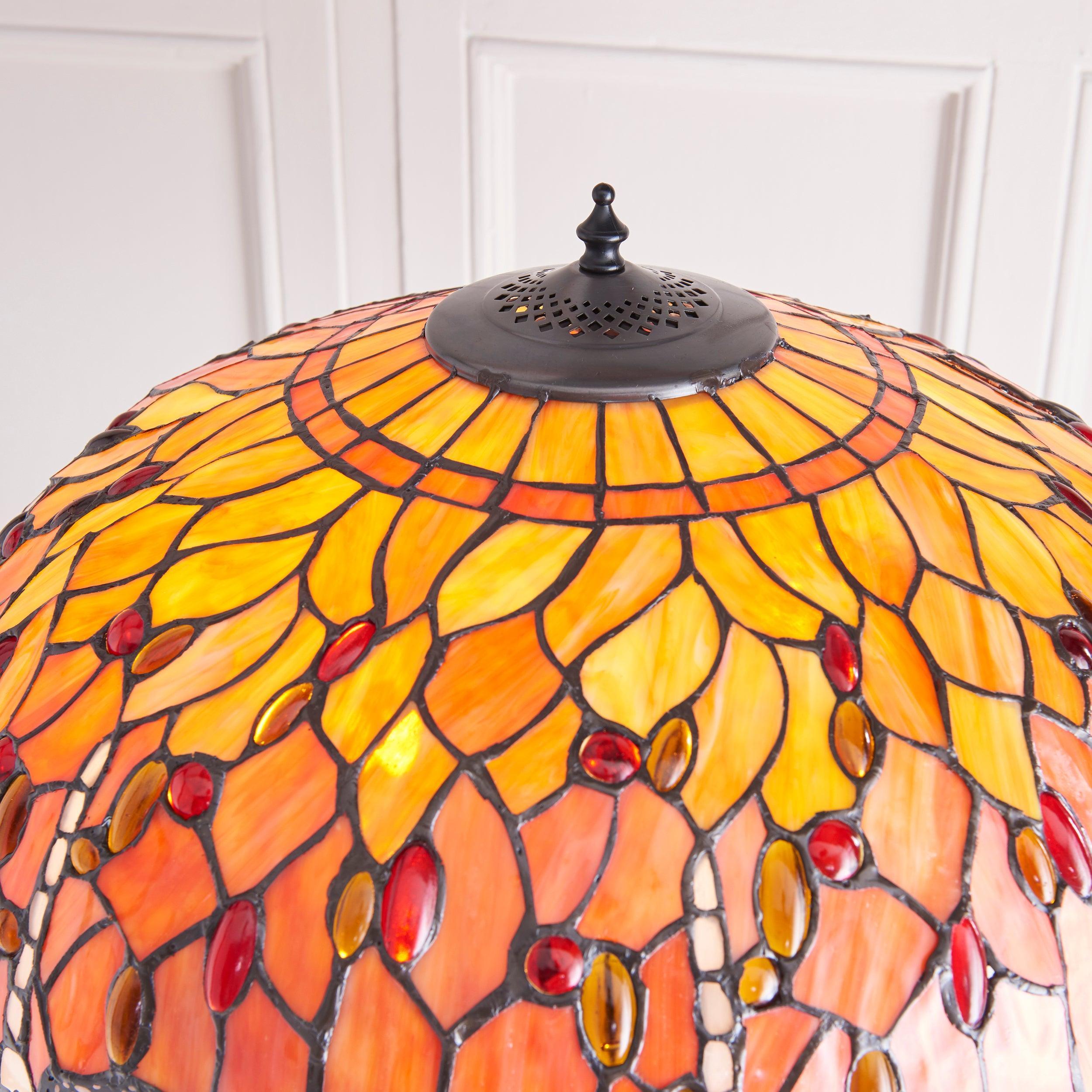 Lampada da terra Tiffany Flame Dragonfly di Interiors 1900