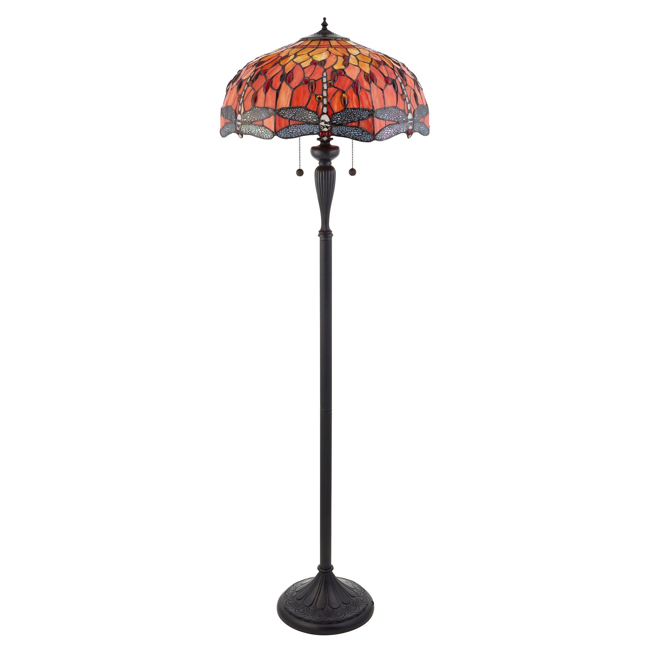 Lampada da terra Tiffany Flame Dragonfly di Interiors 1900