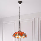 Lampada da soffitto Tiffany Media Libellula Fiammeggiante - Attacco per 3 lampadine