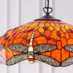Lampada da soffitto Tiffany Media Libellula Fiammeggiante - Attacco per 3 lampadine