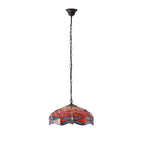 Lampada da soffitto Tiffany Media Libellula Fiammeggiante - Attacco per 3 lampadine