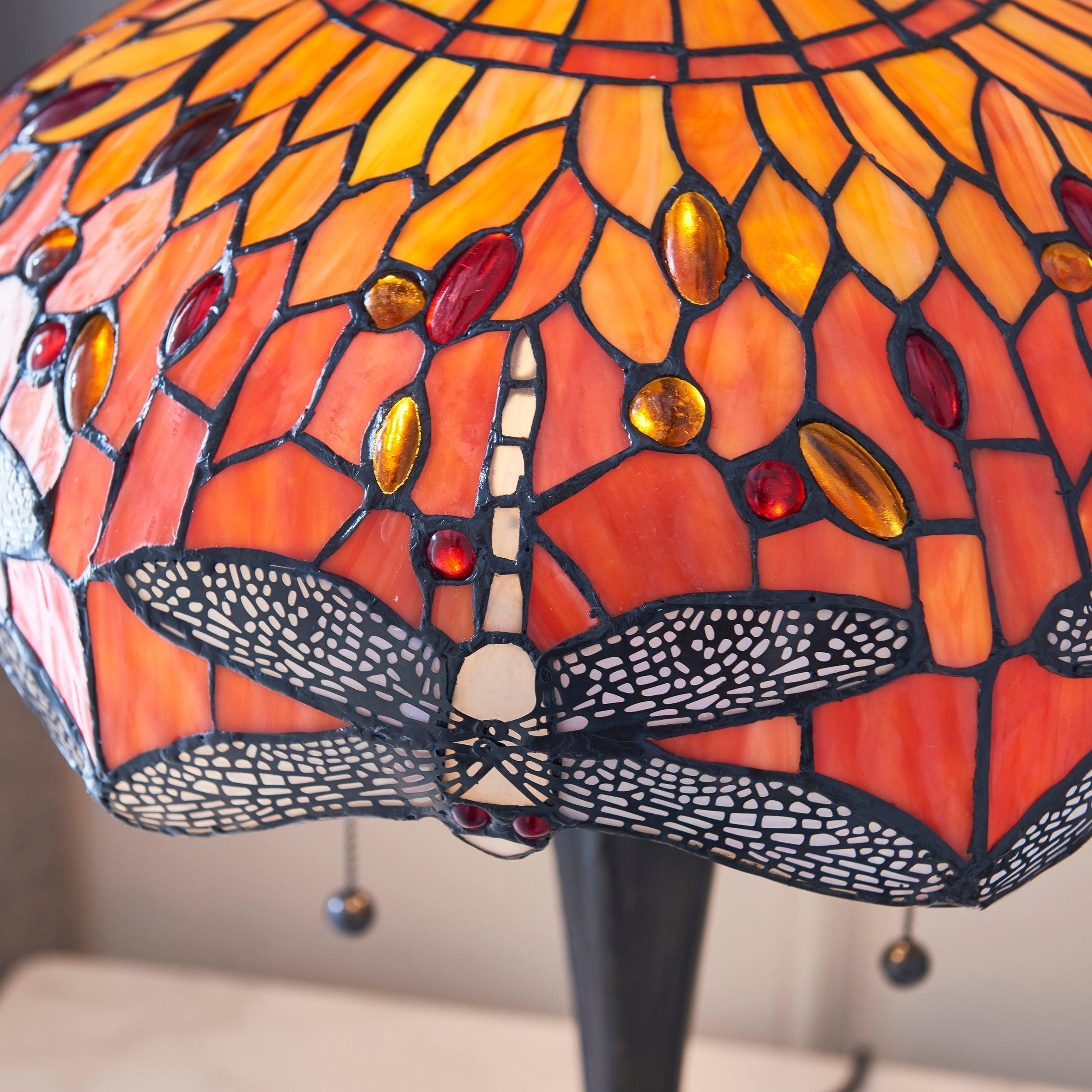 Lampada da Tavolo Tiffany Flame Dragonfly di Interiors 1900