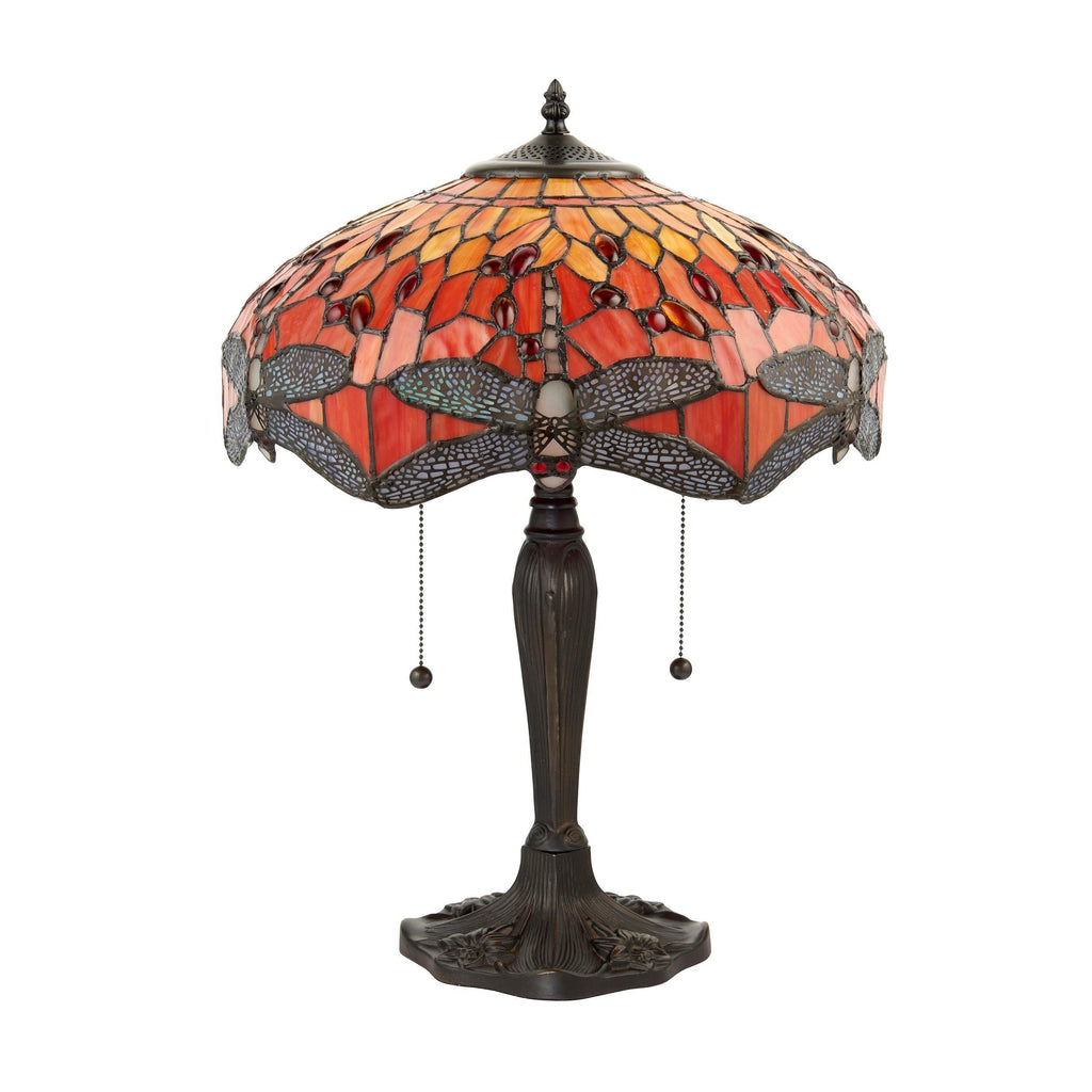 Lampada da Tavolo Tiffany Flame Dragonfly di Interiors 1900