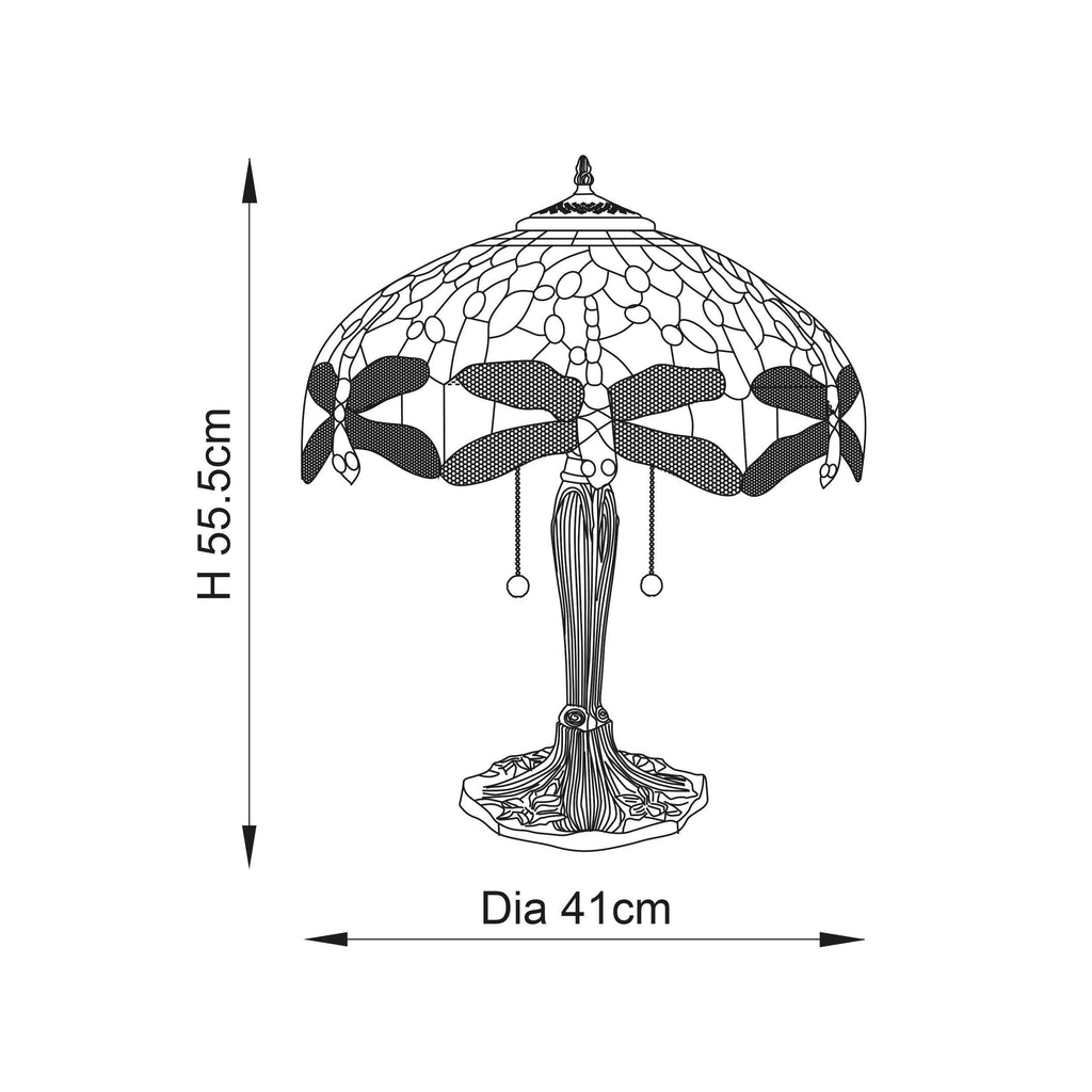 Lampada da Tavolo Tiffany Flame Dragonfly di Interiors 1900