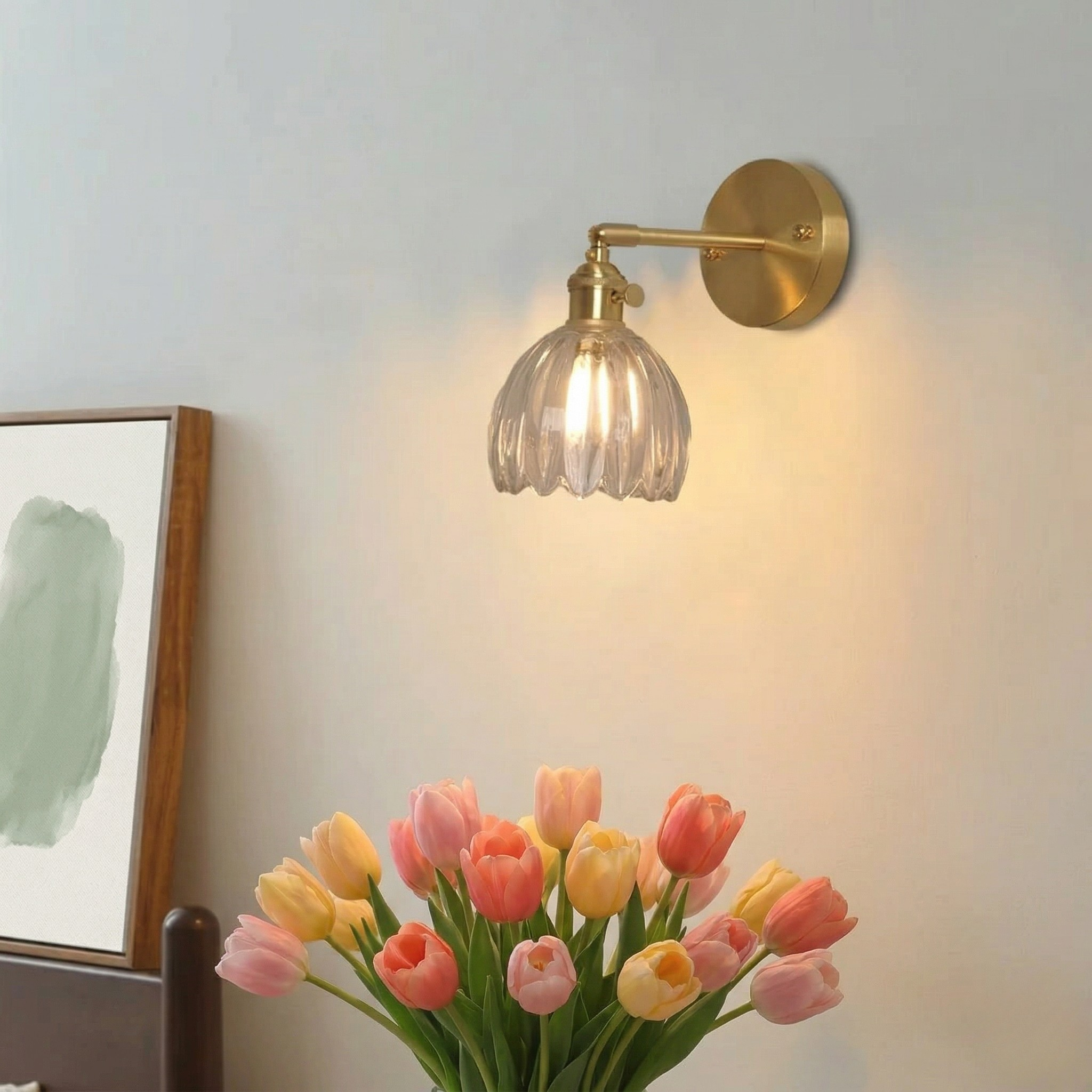 Applique da Parete in Vetro Stile Vintage Lampada Elegante Decorativa