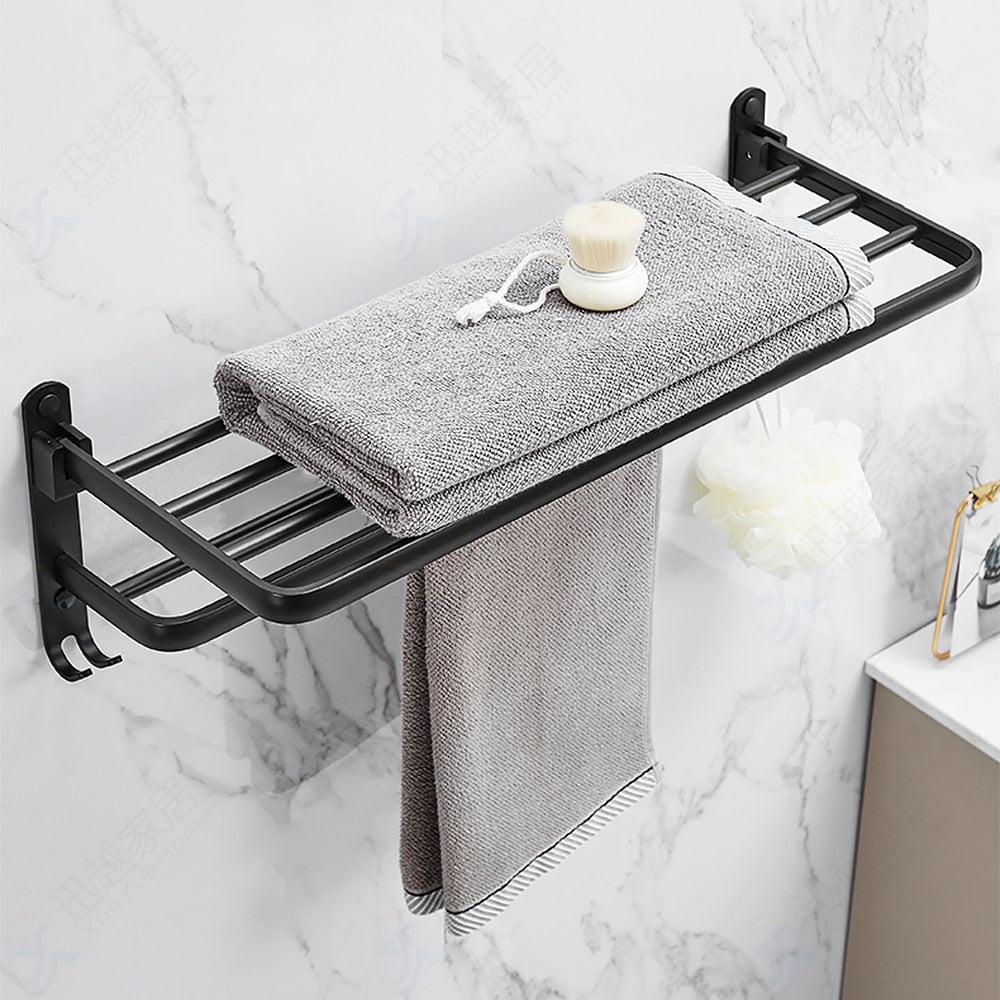 Supporto Pieghevole Con Gancio Montaggio a Parete per Bagno Porta Asciugamani