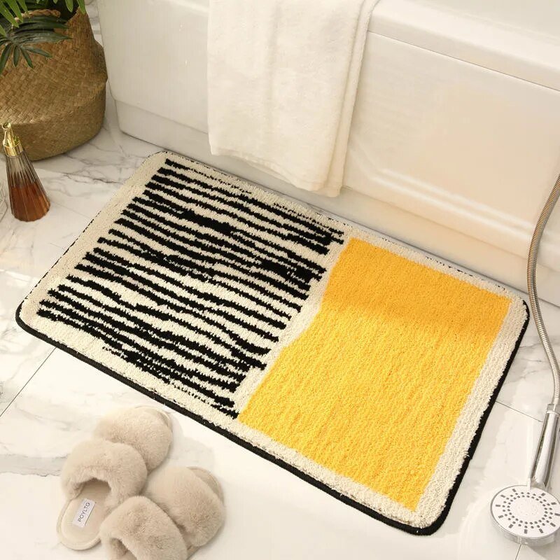 FORMELLE – Tappetino da bagno astratto fatto a mano con retro antiscivolo sicuro