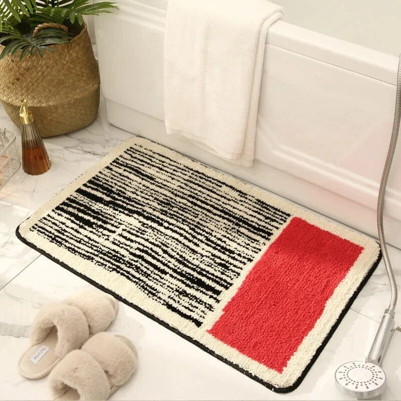 FORMELLE – Tappetino da bagno astratto fatto a mano con retro antiscivolo sicuro