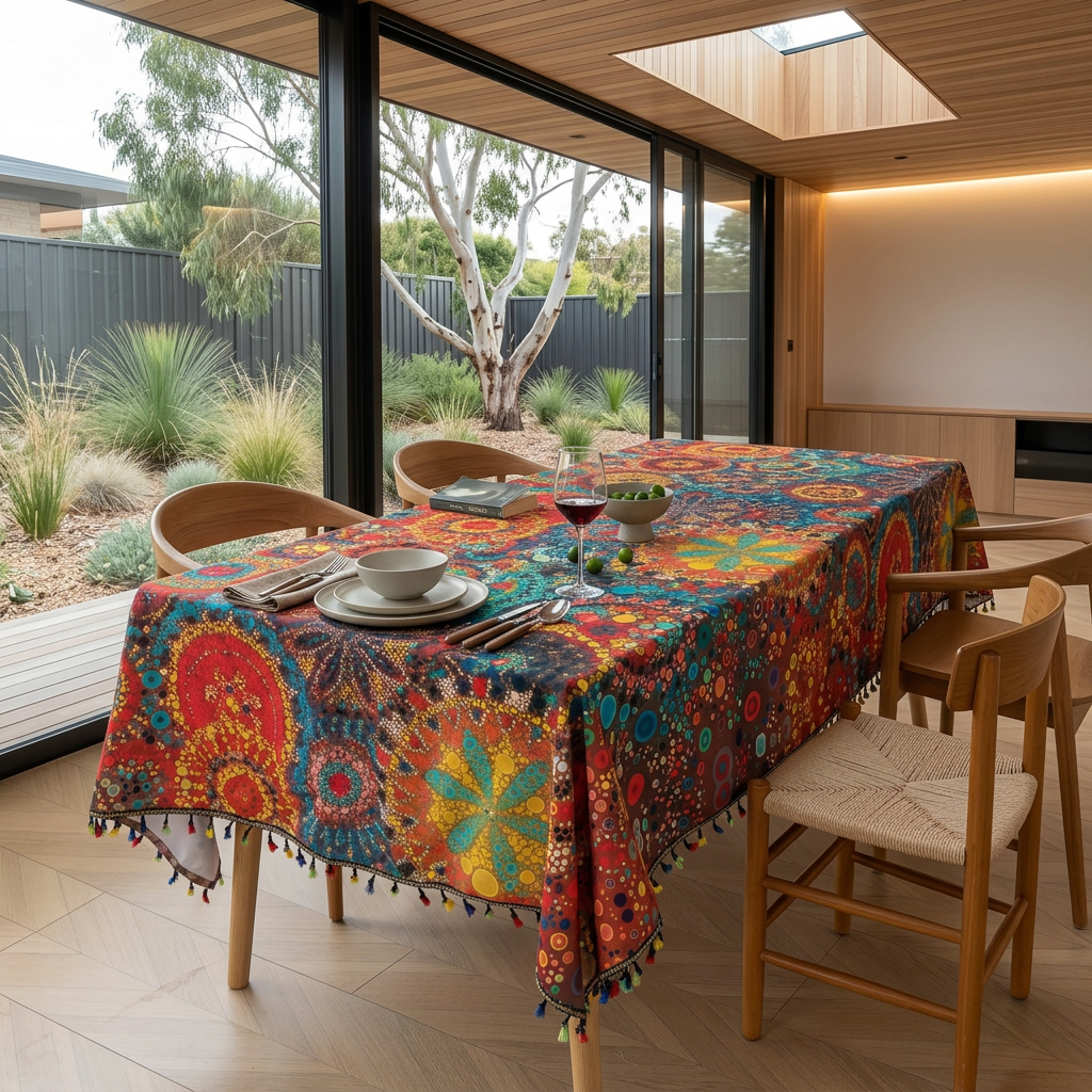 Elara Haus Kintsugi Bloom – Tovaglia Jacquard Mandala Architettonico