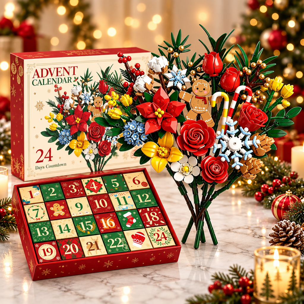 "Bloom & Build" calendario dell'avvento – Costruisci il tuo bouquet di Natale magico