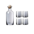 Set di caraffe in vetro con 4 bicchieri – Elegante e Decorativo | Caraffa da 1,2L con coperchio in legno per acqua, succo e ospiti