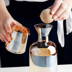 Set di caraffe in vetro con 4 bicchieri – Elegante e Decorativo | Caraffa da 1,2L con coperchio in legno per acqua, succo e ospiti