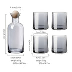 Set di caraffe in vetro con 4 bicchieri – Elegante e Decorativo | Caraffa da 1,2L con coperchio in legno per acqua, succo e ospiti