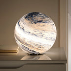 Lampada da Tavolo LED a Sfera con Aspetto Vetro e Superficie a Vortice