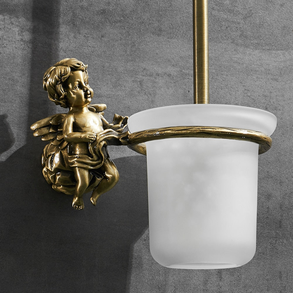 Set di Accessori per Bagno in Oro: Anello per Asciugamani e Porta Carta