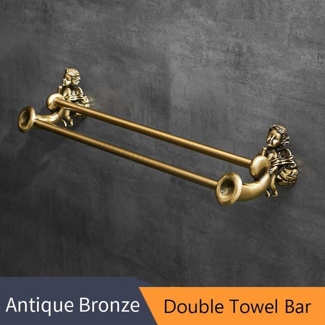 Set di Accessori per Bagno in Oro: Anello per Asciugamani e Porta Carta
