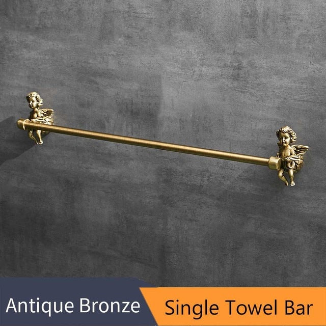 Set di Accessori per Bagno in Oro: Anello per Asciugamani e Porta Carta