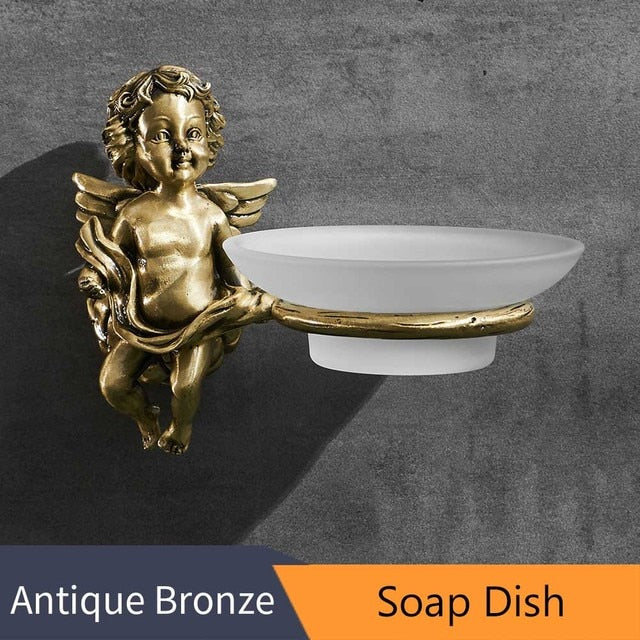Set di Accessori per Bagno in Oro: Anello per Asciugamani e Porta Carta