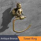 Set di Accessori per Bagno in Oro: Anello per Asciugamani e Porta Carta