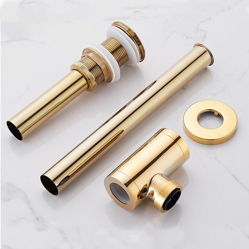 Sifone in Ottone Dorato per Lavello da Bagno con Kit di Scarico Pop-Up