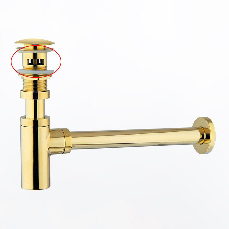 Sifone in Ottone Dorato per Lavello da Bagno con Kit di Scarico Pop-Up