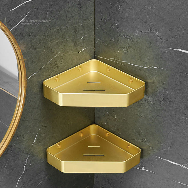 Ripiano Angolare in Oro per Bagno - Mensole per Riporre Asciugamani a Forma di Triangolo