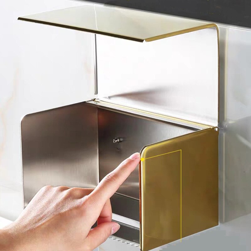 Accessorio da Bagno in Acciaio Inossidabile Oro per Scatola di Carta Igienica