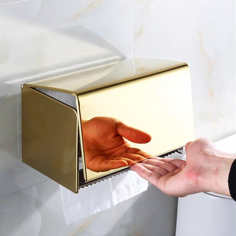 Accessorio da Bagno in Acciaio Inossidabile Oro per Scatola di Carta Igienica