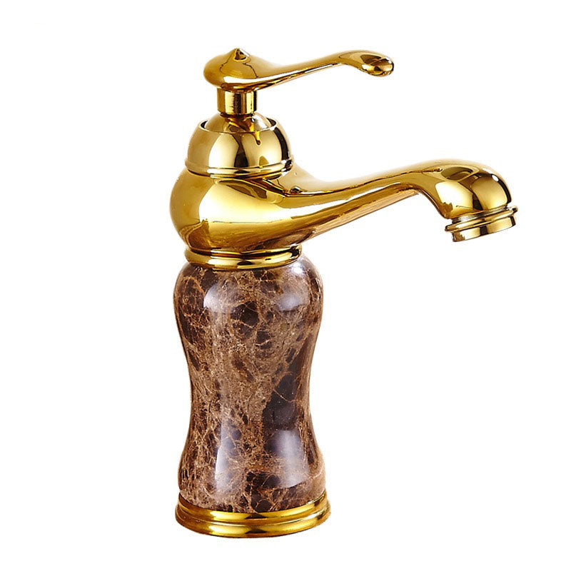 Rubinetto in Marmo Dorato con Rubinetti per Acqua Calda e Fredda