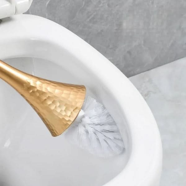 GOLDENLUXE – Spazzola per WC scolpita con design metallico elegante per bagni moderni