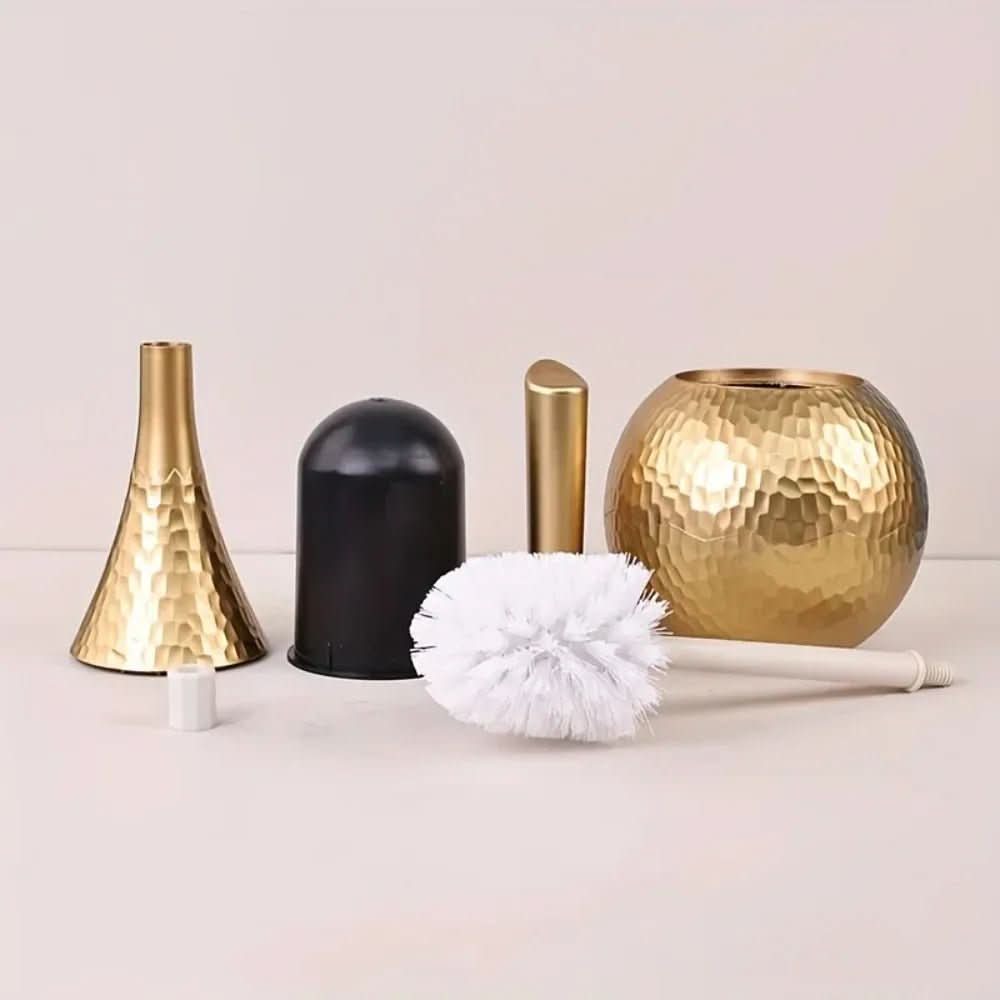 GOLDENLUXE – Spazzola per WC scolpita con design metallico elegante per bagni moderni
