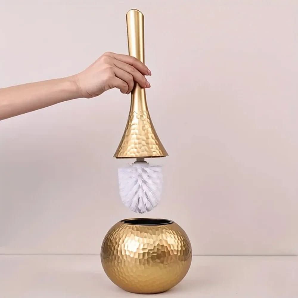 GOLDENLUXE – Spazzola per WC scolpita con design metallico elegante per bagni moderni
