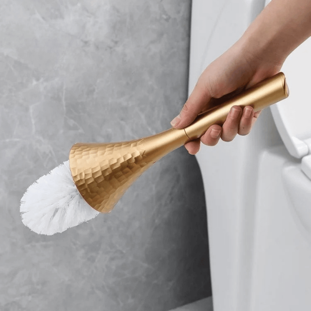 GOLDENLUXE – Spazzola per WC scolpita con design metallico elegante per bagni moderni