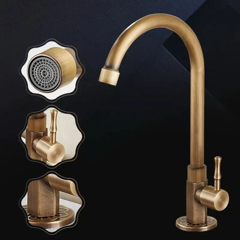 Aethel Tap – Beccuccio Alto 300 mm in Elegante Ottone Antico