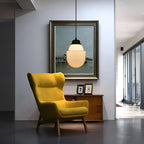 Lampada a sospensione in vetro opalino – Design vintage con vetro geometrico