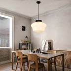 Lampada a sospensione in vetro opalino – Design vintage con vetro geometrico