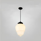 Lampada a sospensione in vetro opalino – Design vintage con vetro geometrico