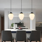 Lampada a sospensione in vetro opalino – Design vintage con vetro geometrico