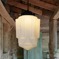 Lampada a sospensione in vetro opalino – Design vintage con vetro geometrico