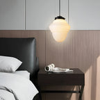 Lampada a sospensione in vetro opalino – Design vintage con vetro geometrico